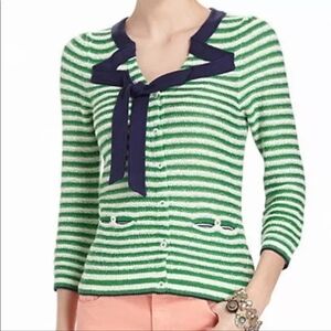 Anthropologie Green Stripes Sweater